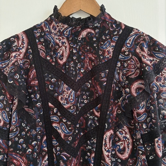 Karen Millen Textured Paisley Lace Blouse Sz 6 - Picture 3 of 11